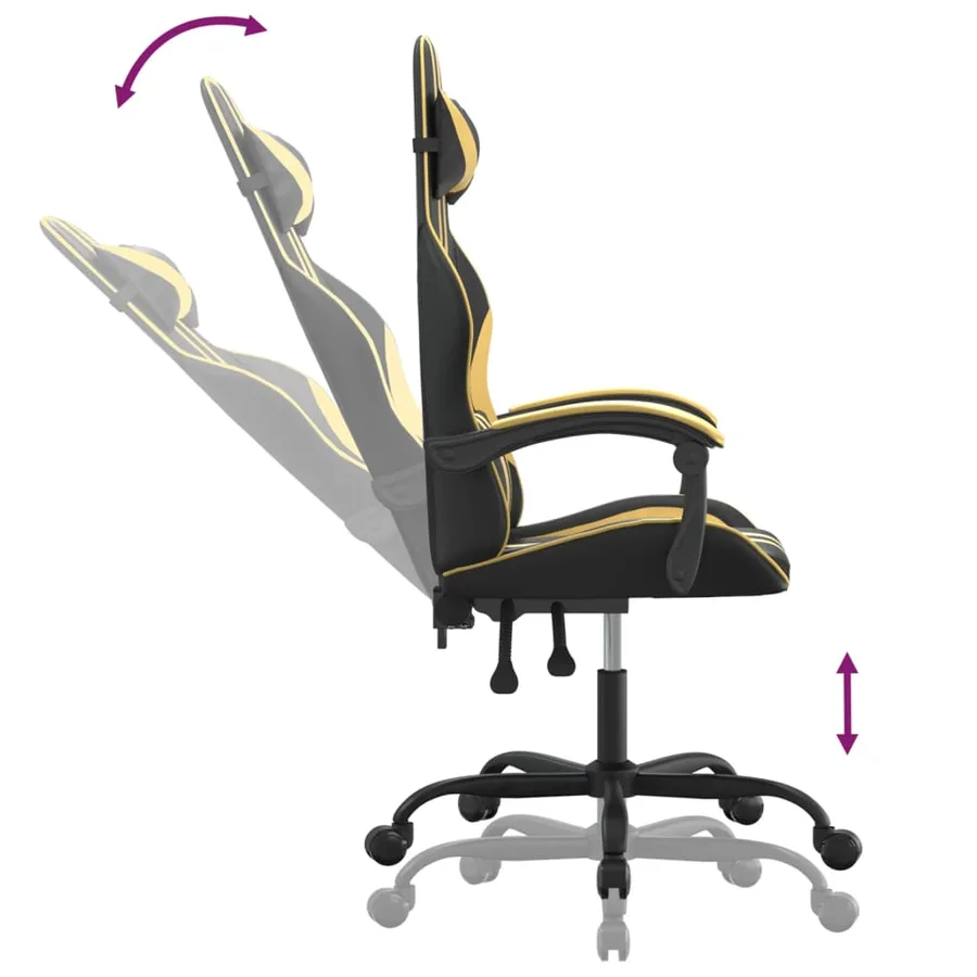 Chaise de jeu Noir et doré Similicuir - 6