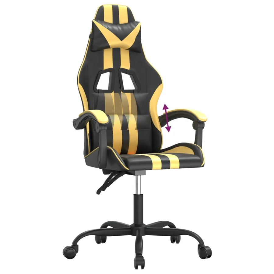 Chaise de jeu Noir et doré Similicuir - 7