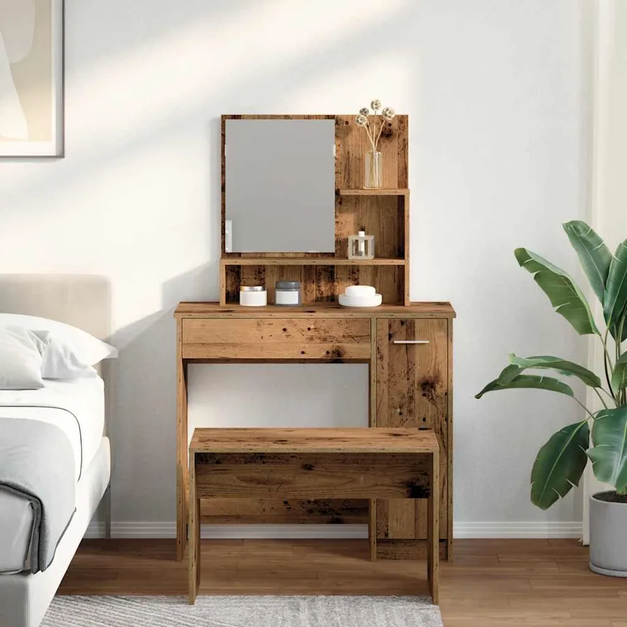 Ensemble de coiffeuse vieux bois bois d'ingénierie - 3