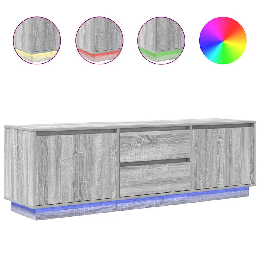 Meuble TV avec lumières LED sonoma gris 160,5x41x50 cm - 2