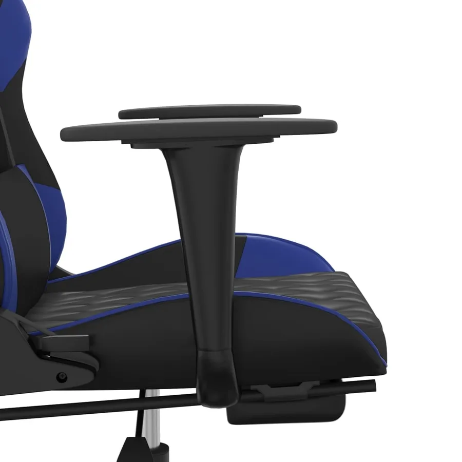 Chaise de jeu avec repose-pied Noir et bleu Similicuir - 10