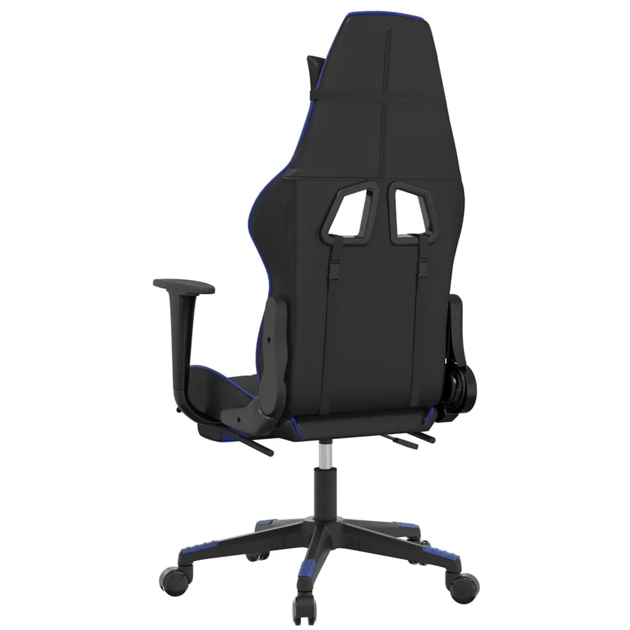 Chaise de jeu avec repose-pied Noir et bleu Similicuir - 5