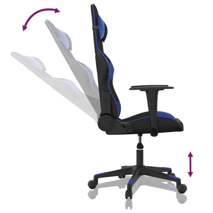 Chaise de jeu Noir et bleu Similicuir - 6