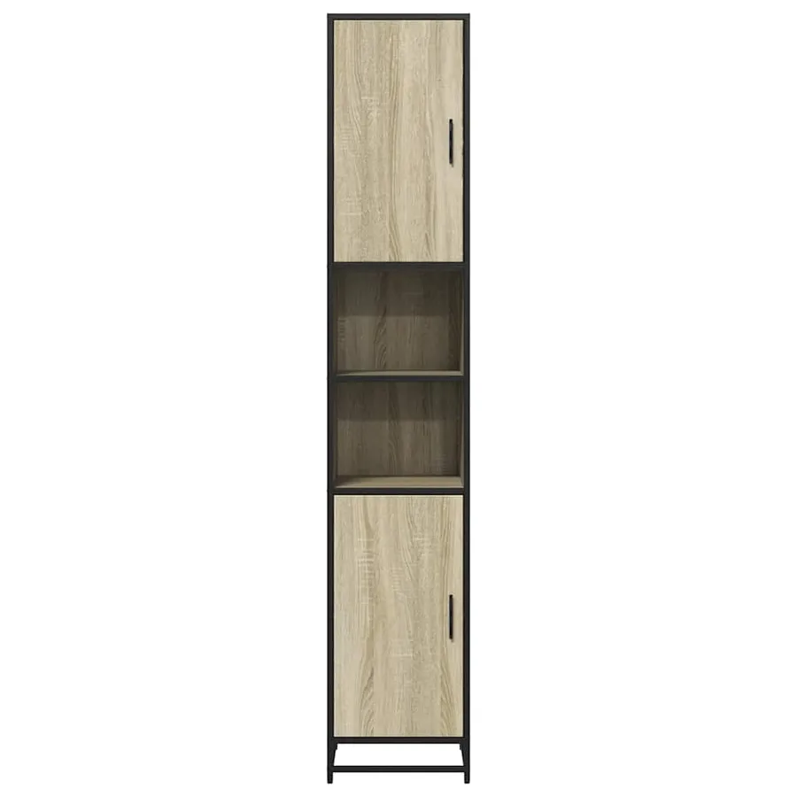 Armoire de salle de bain chêne sonoma bois d'ingénierie métal - 5