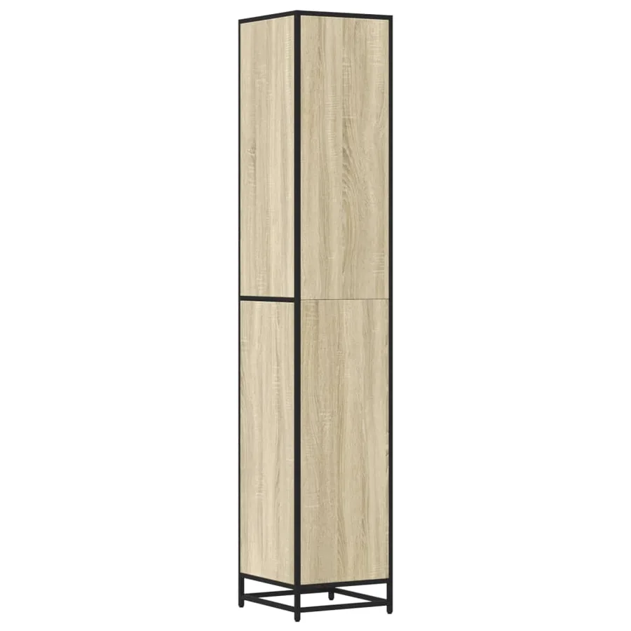Armoire de salle de bain chêne sonoma bois d'ingénierie métal - 7