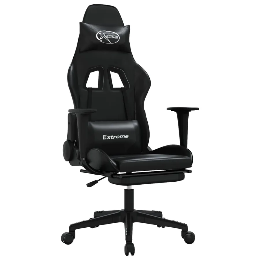 Chaise de jeu avec repose-pied Noir Similicuir - 2