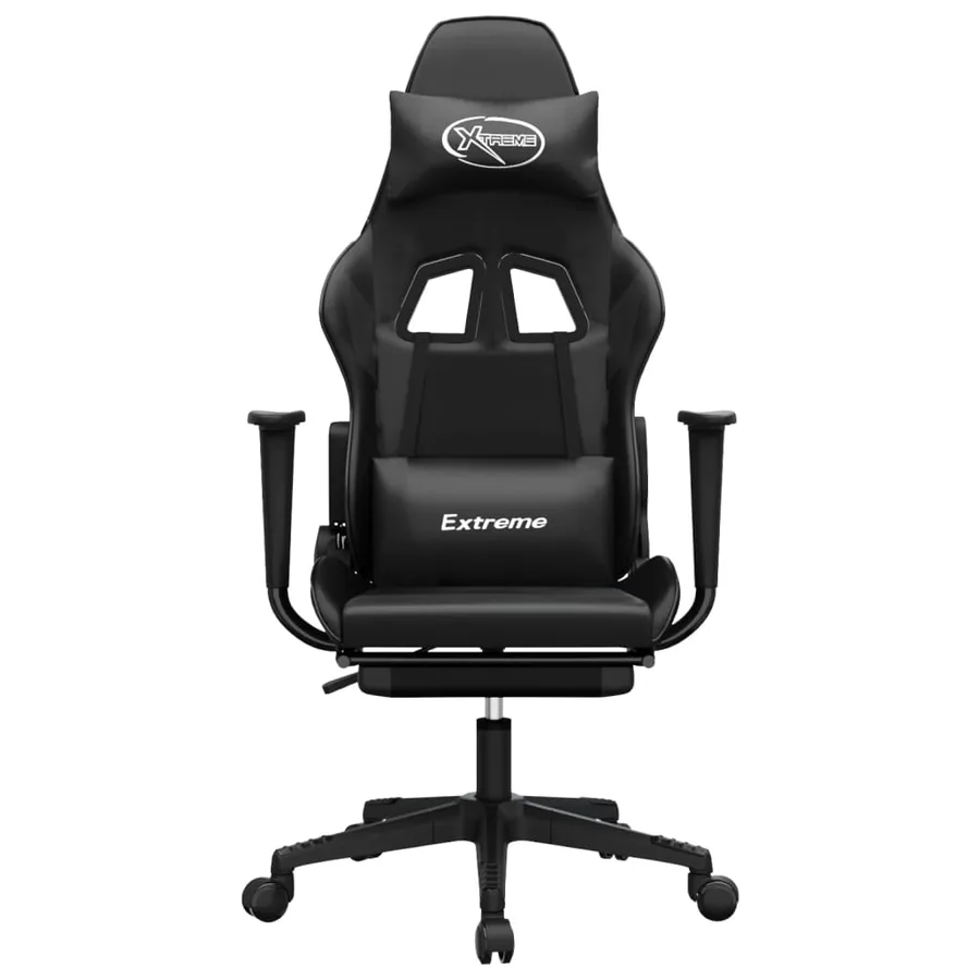 Chaise de jeu avec repose-pied Noir Similicuir - 3