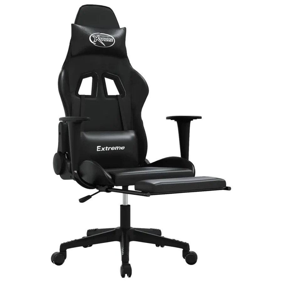 Chaise de jeu avec repose-pied Noir Similicuir - 6