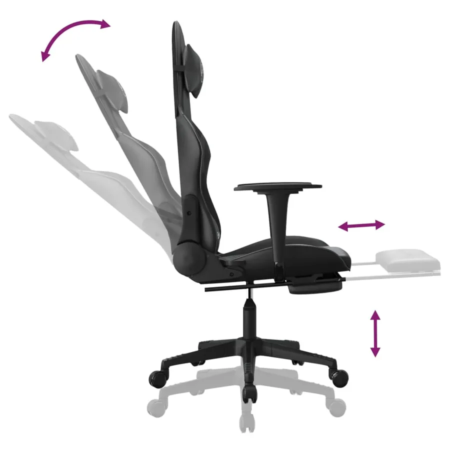 Chaise de jeu avec repose-pied Noir Similicuir - 7