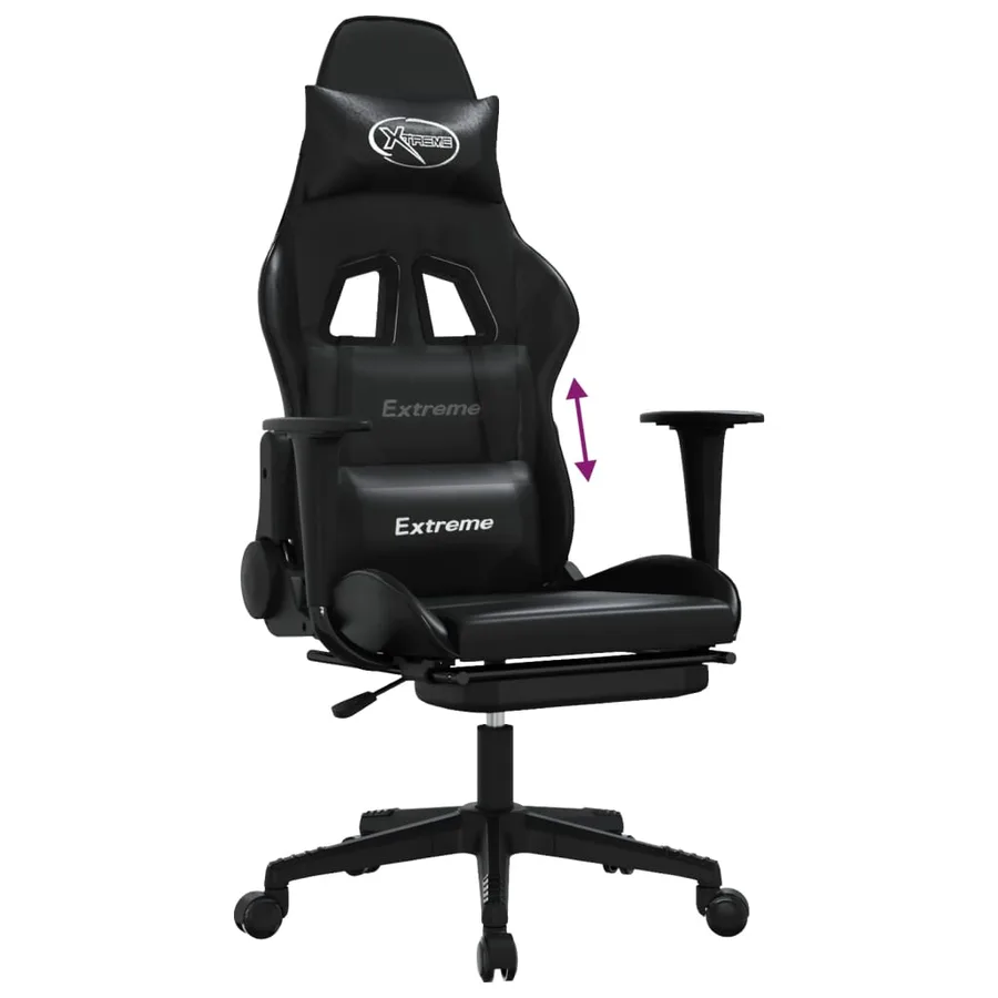 Chaise de jeu avec repose-pied Noir Similicuir - 8
