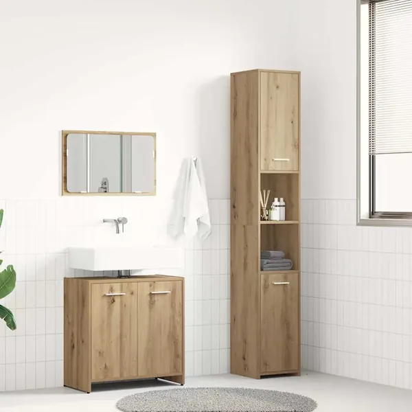 Ensemble de meubles salle de bain 3 pcs bois d'ingénierie