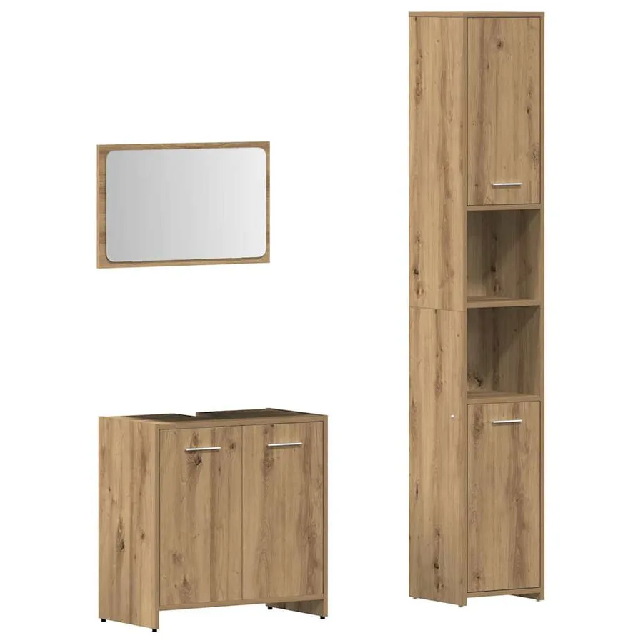 Ensemble de meubles salle de bain 3 pcs bois d'ingénierie - 2