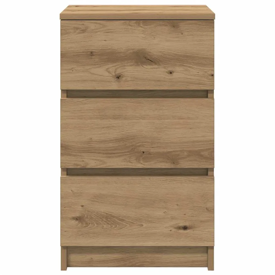 Table de chevet avec 3 tiroirs chêne artisanal 39x35x65 cm - 6