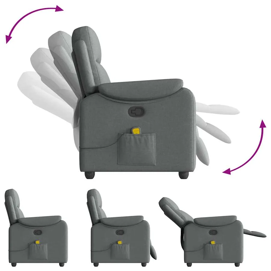 Fauteuil de massage inclinable Gris foncé Tissu - 8