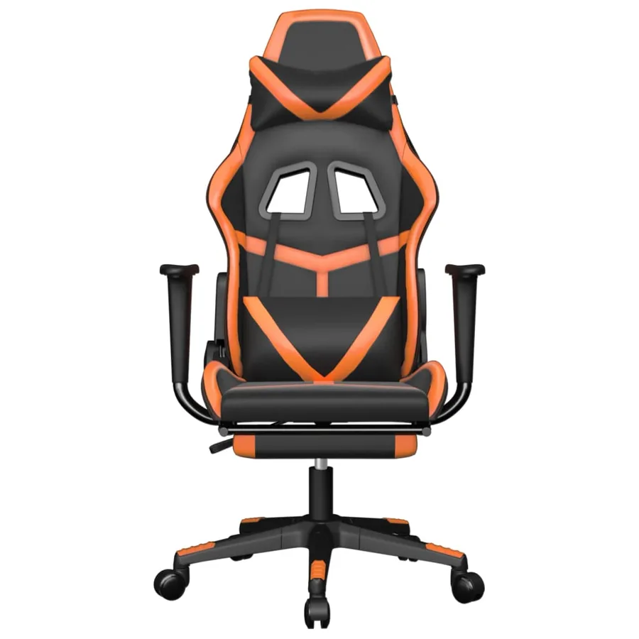 Chaise de jeu avec repose-pied Noir et orange Similicuir - 3