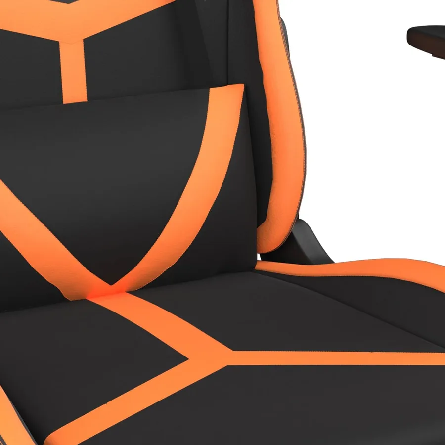 Chaise de jeu avec repose-pied Noir et orange Similicuir - 9