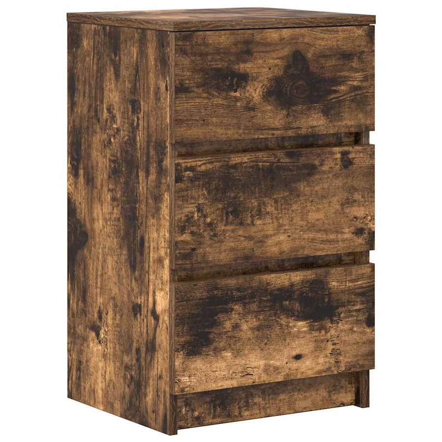 Table de chevet avec 3 tiroirs chêne fumé 39x35x65 cm - 2
