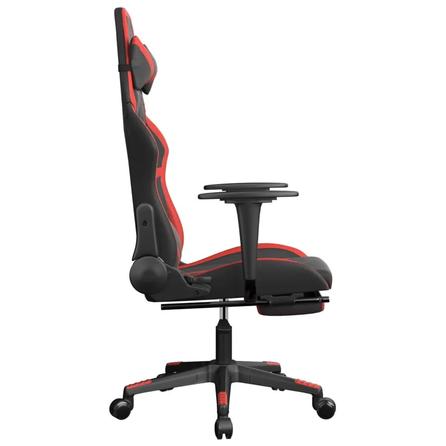 Chaise de jeu avec repose-pied Noir et rouge Similicuir - 4