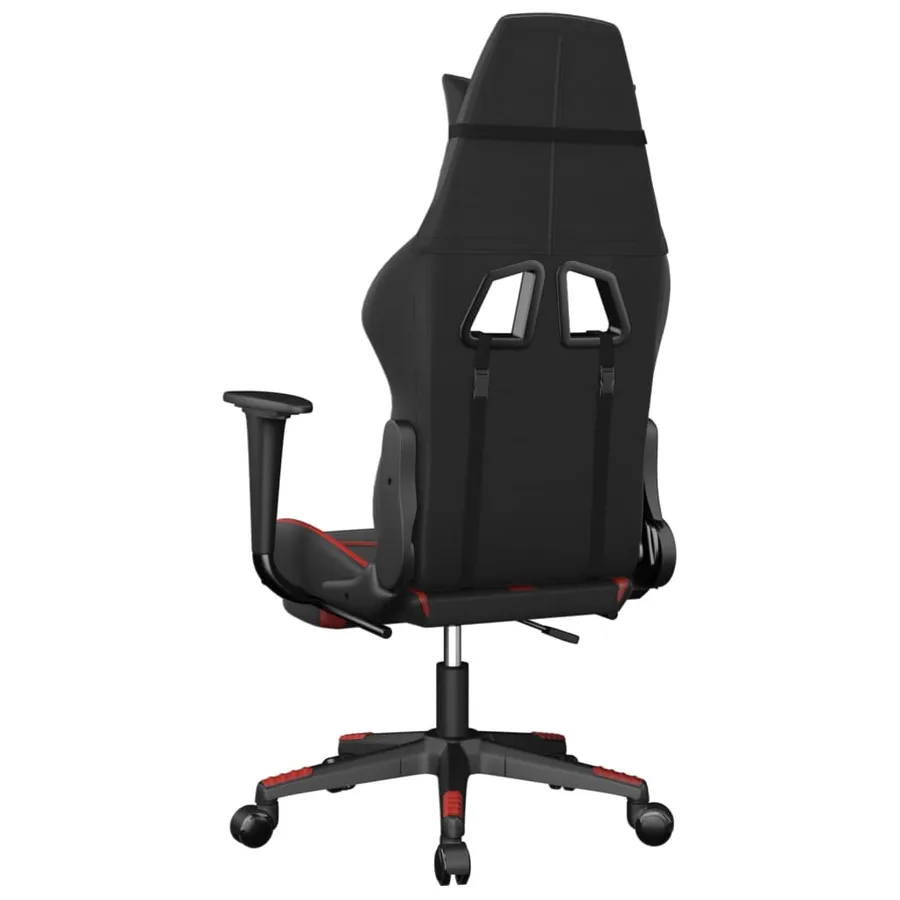 Chaise de jeu avec repose-pied Noir et rouge Similicuir - 5