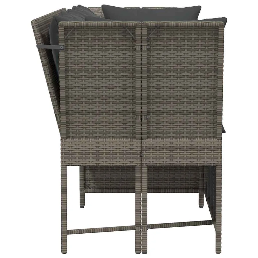 Canapé de jardin avec coussins Gris Résine tressée - 5