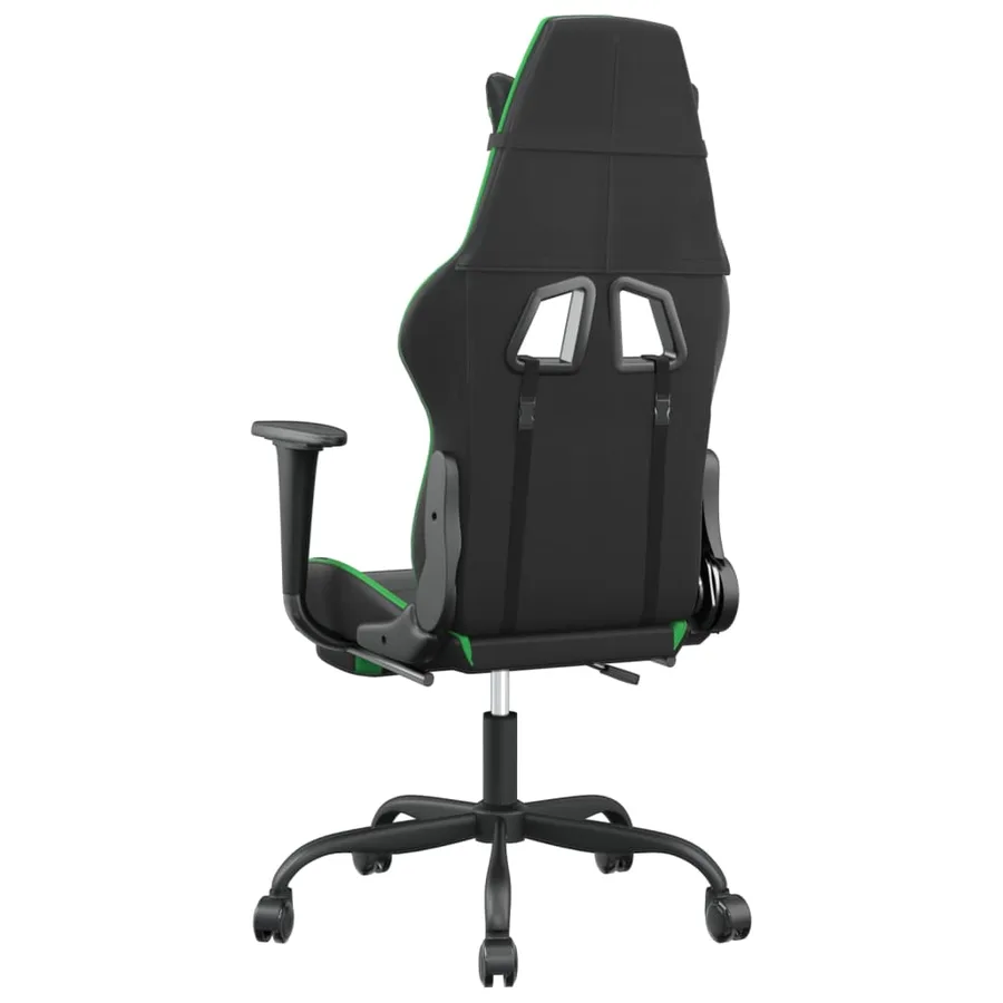 Chaise de jeu avec repose-pied Noir et vert Similicuir - 5