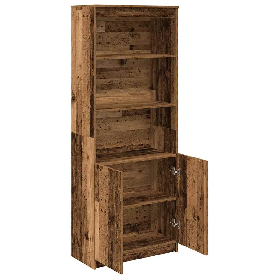 Buffet haut vieux bois 70x35x180 cm bois d'ingénierie - 5