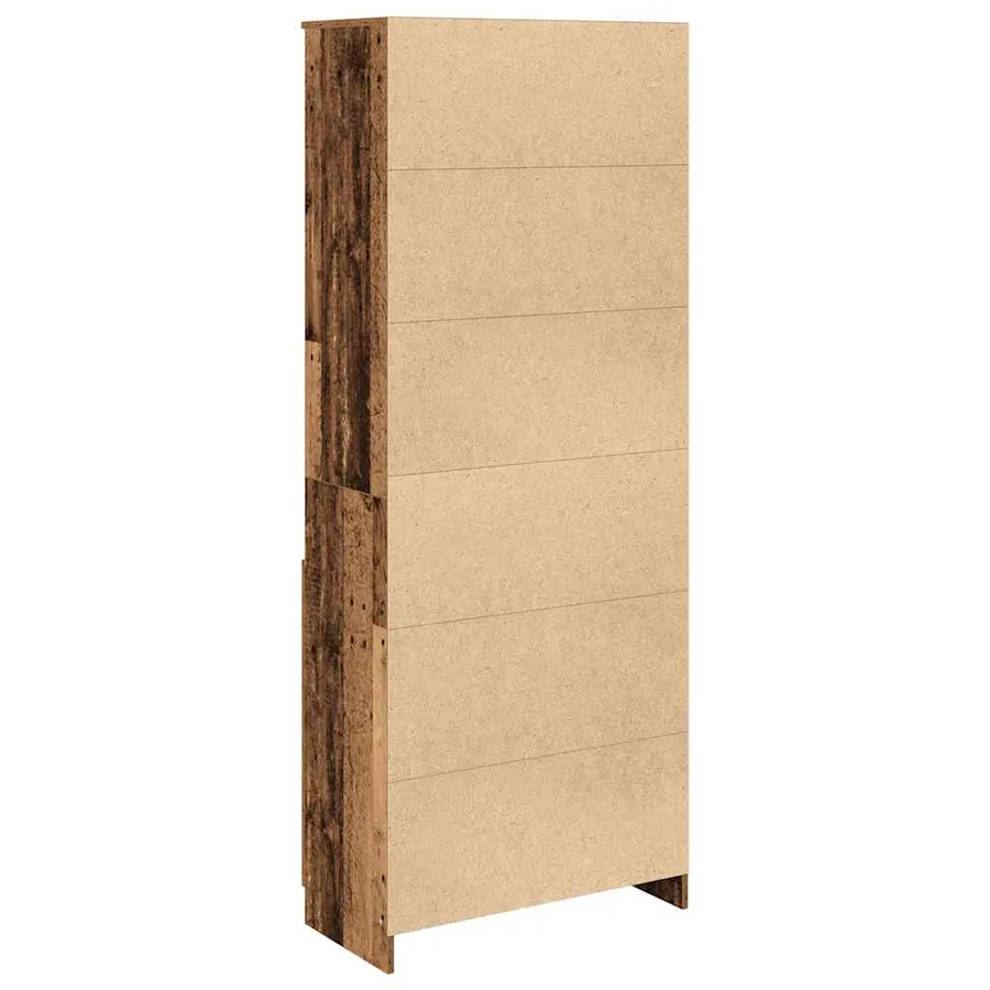 Buffet haut vieux bois 70x35x180 cm bois d'ingénierie - 8