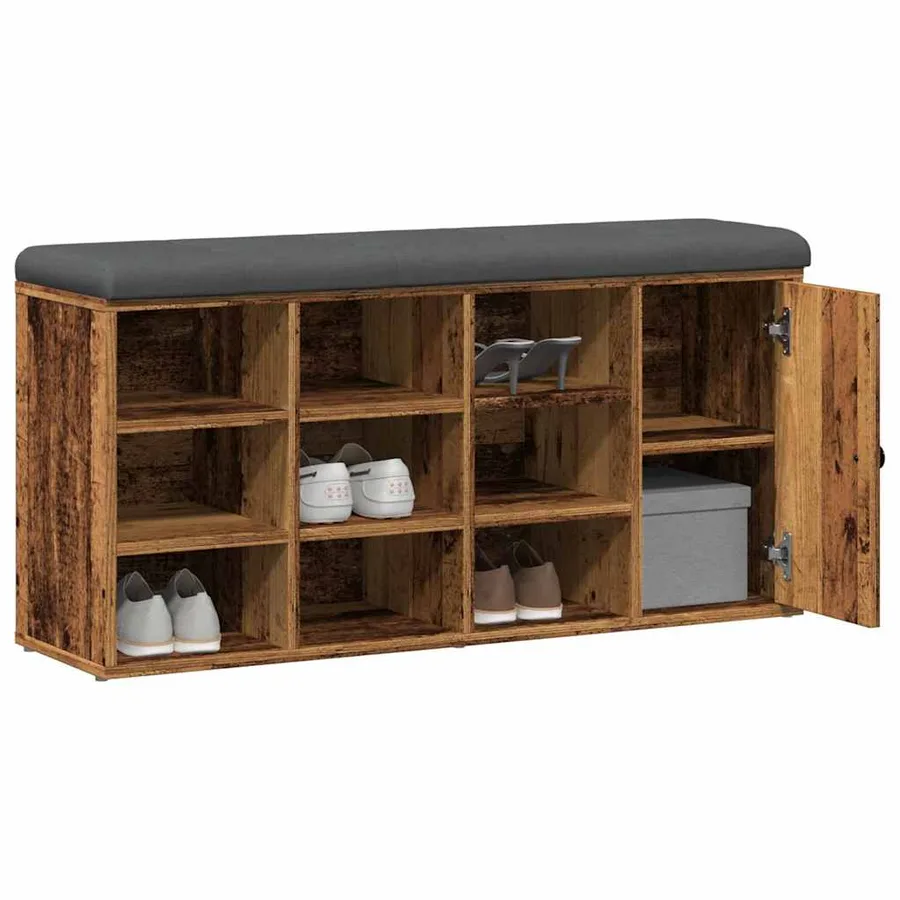 Banc à chaussures vieux bois 102x32x50 cm bois d'ingénierie - 3