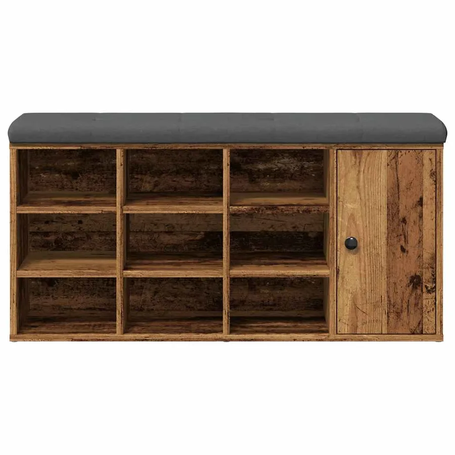 Banc à chaussures vieux bois 102x32x50 cm bois d'ingénierie - 4