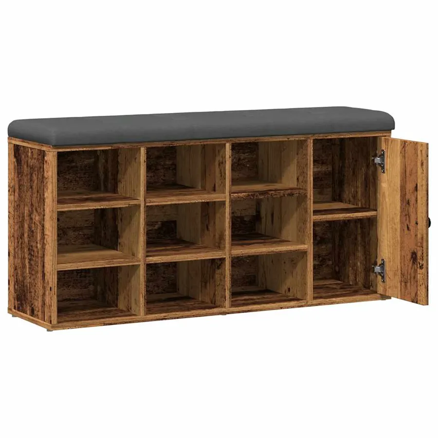 Banc à chaussures vieux bois 102x32x50 cm bois d'ingénierie - 7