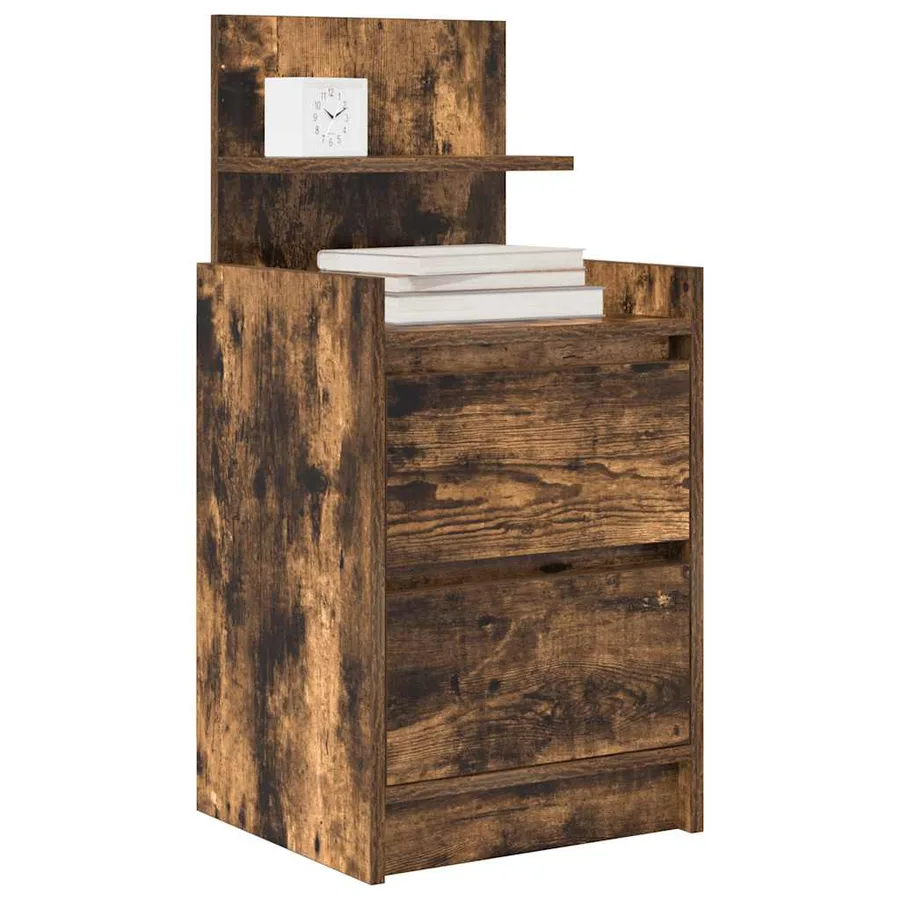 Tables de chevet avec 2 tiroirs 2 pcs chêne fumé 38x34x80 cm - 4