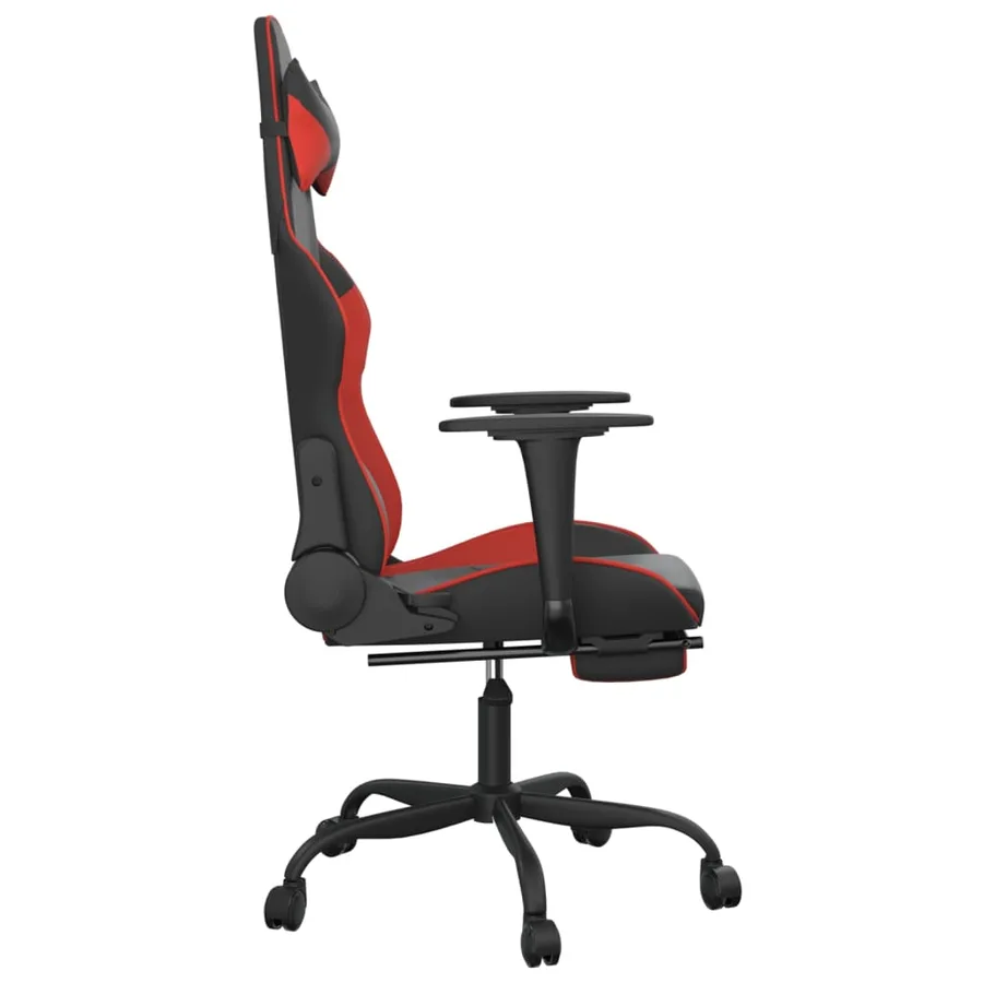 Chaise de jeu avec repose-pied Noir et rouge Similicuir - 4