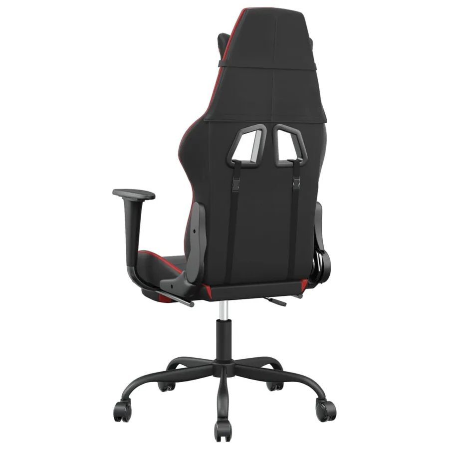 Chaise de jeu avec repose-pied Noir et rouge Similicuir - 5