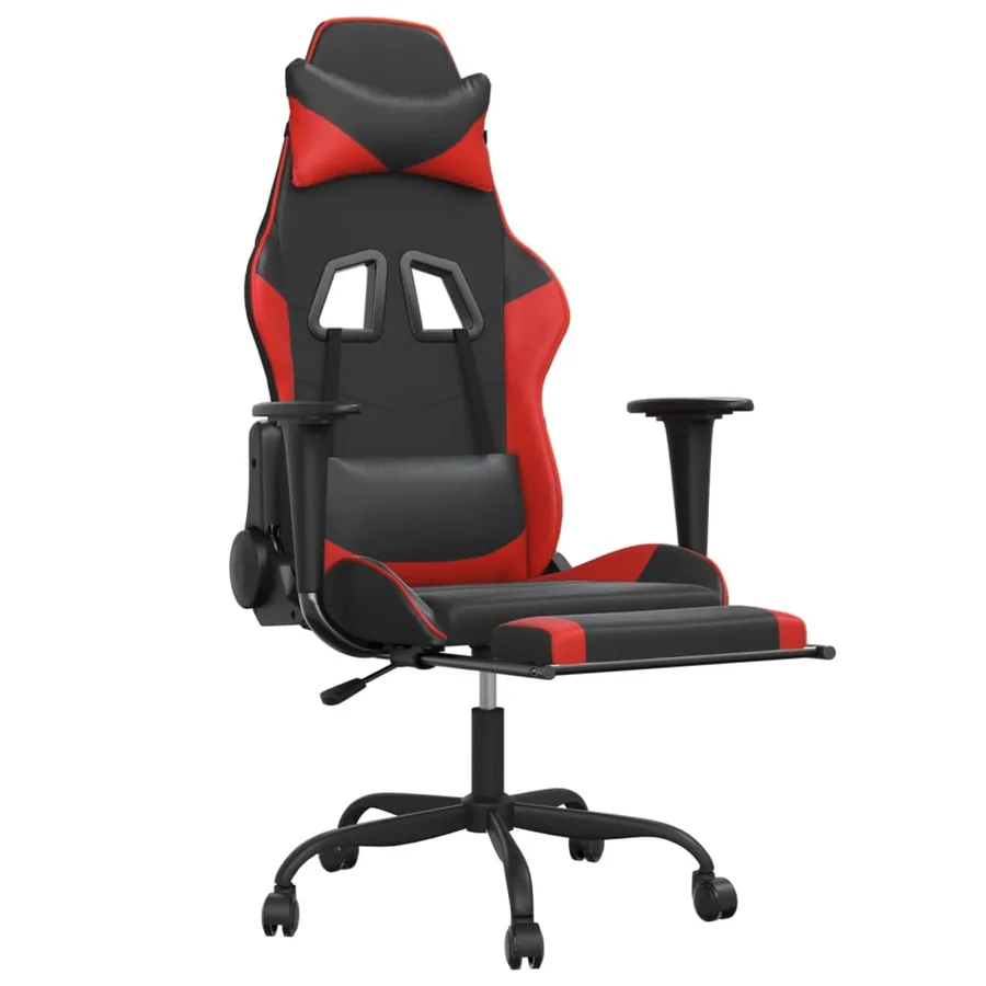 Chaise de jeu avec repose-pied Noir et rouge Similicuir - 6