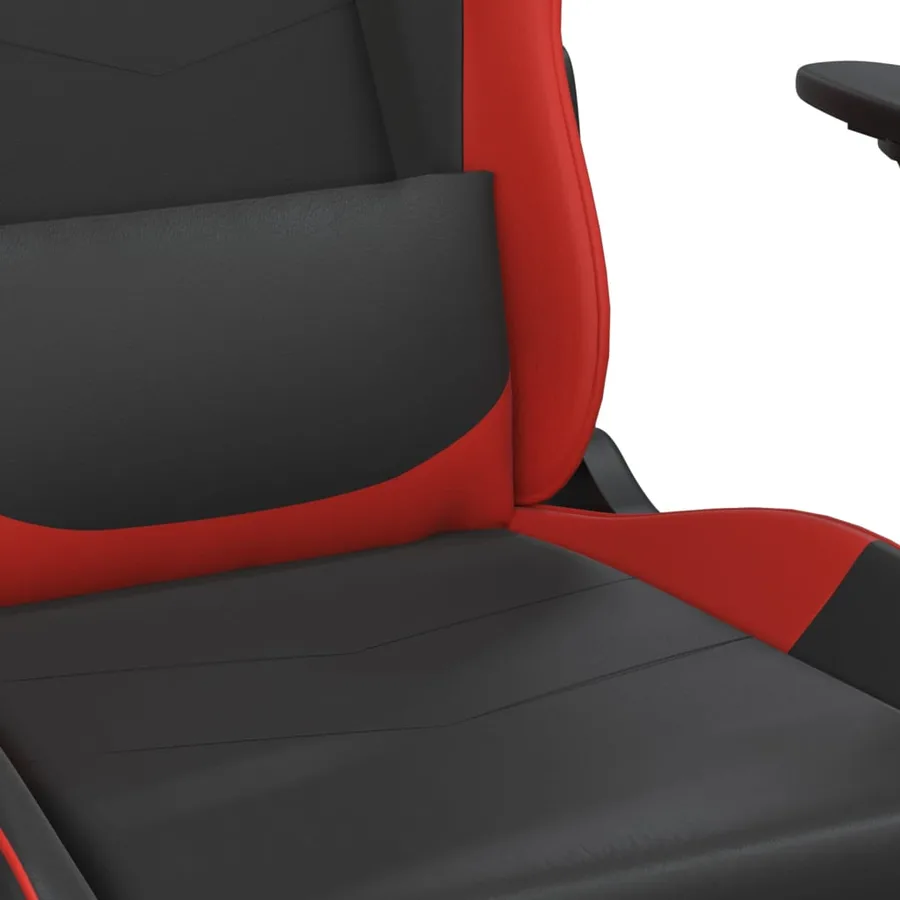 Chaise de jeu avec repose-pied Noir et rouge Similicuir - 9