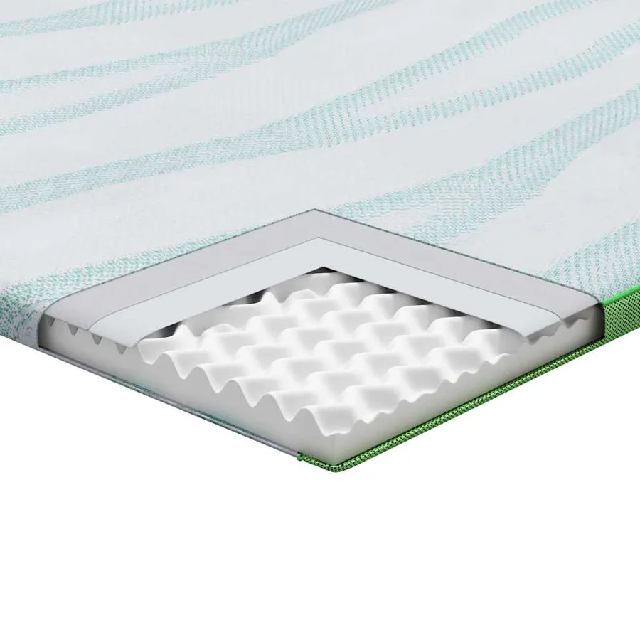Surmatelas Blanc et vert 140 x 200 cm Tissu Jacquard - 11