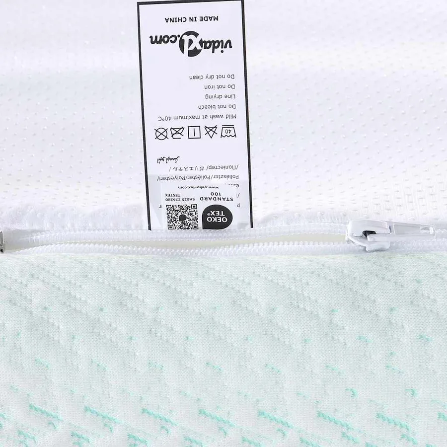 Surmatelas Blanc et vert 140 x 200 cm Tissu Jacquard - 9