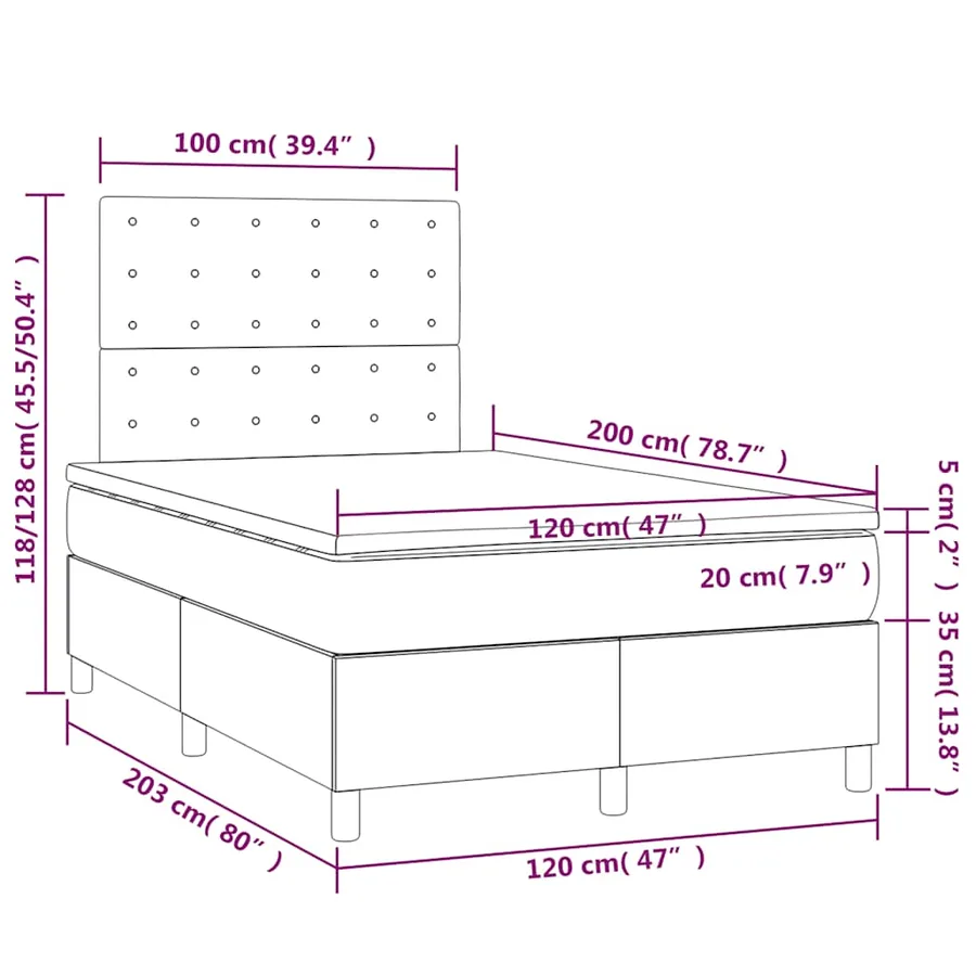 Sommier à lattes de lit et matelas Vert foncé 120x200cm Velours - 7