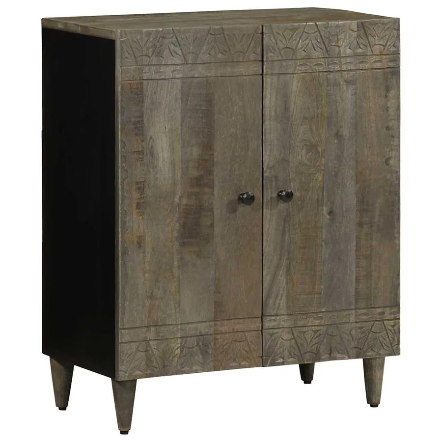Buffets 3 pcs gris clair 60x33,5x75 cm bois de manguier massif - 5