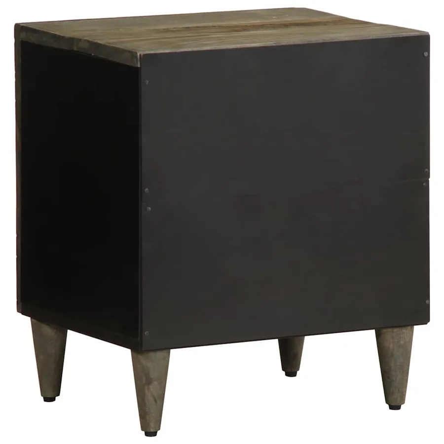 Table de chevet gris clair 40x33x46 cm bois de manguier solide - 5