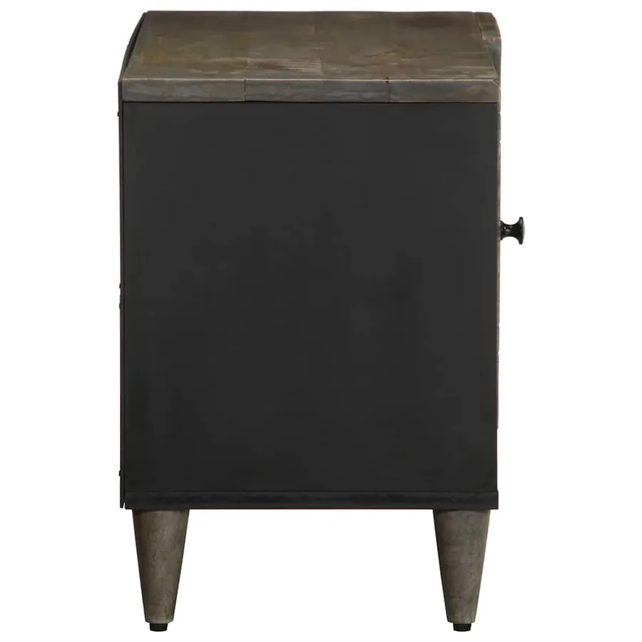 Meuble TV gris clair 80x31,5x46 cm bois massif de manguier - 4
