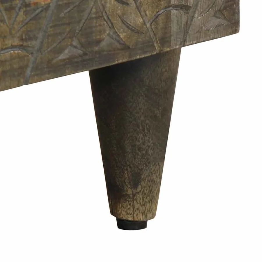 Meuble TV gris clair 80x31,5x46 cm bois massif de manguier - 9