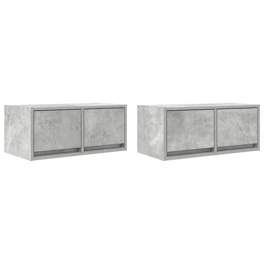 Meubles TV 2 pcs gris béton 60x31x25,5 cm bois d'ingénierie - 2