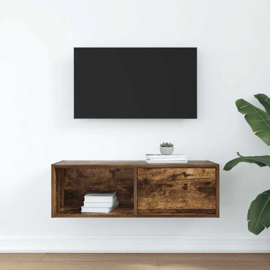 Meuble TV chêne fumé 80x31x25,5 cm bois d'ingénierie - 3
