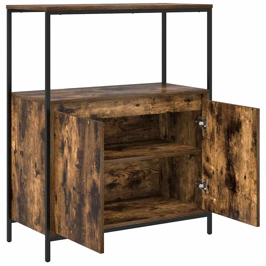 Meuble de salle de bain avec étagères chêne fumé 76,5x35x95 cm - 5