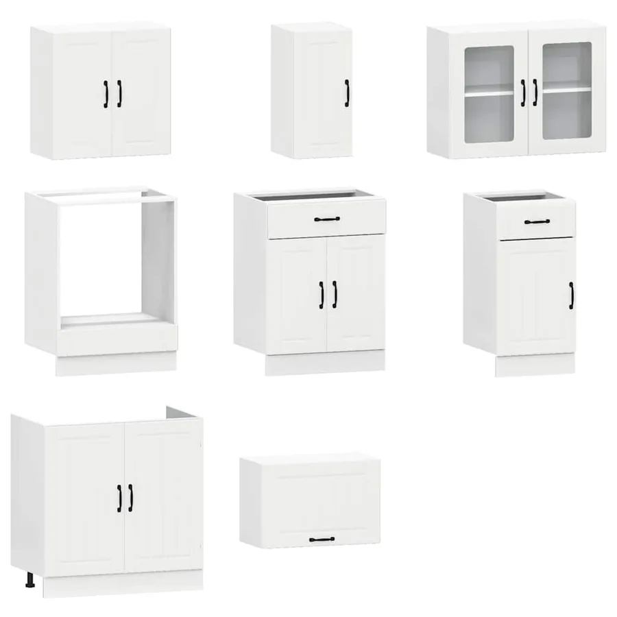 Ensemble d'armoires cuisine 8pcs Kalmar blanc bois d'ingénierie - 4