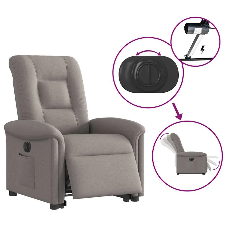 Fauteuil inclinable électrique taupe tissu - 10