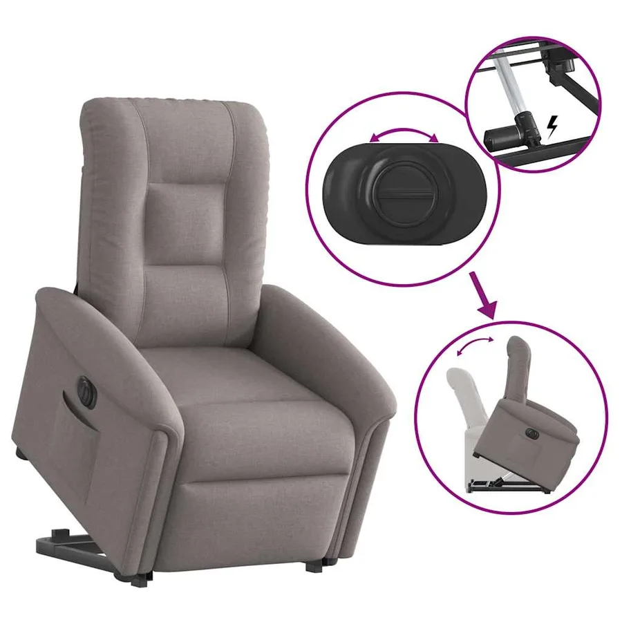 Fauteuil inclinable électrique taupe tissu - 9