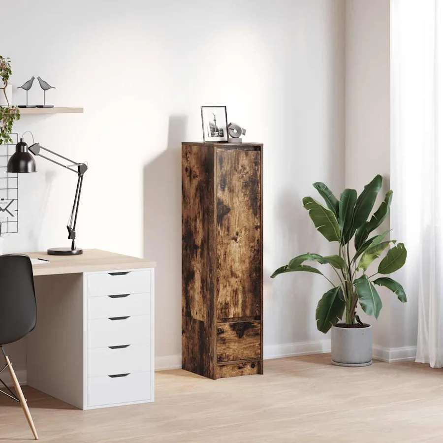 Buffet haut chêne fumé 29,5x34x119,5 cm bois d'ingénierie