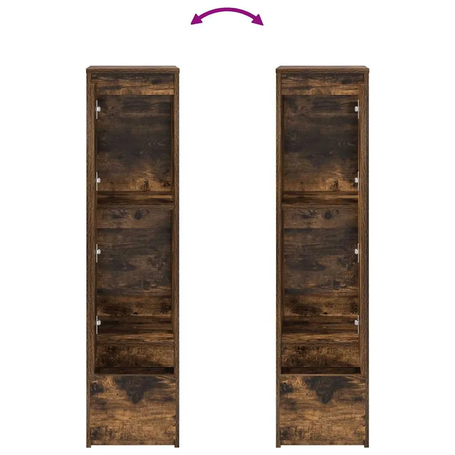 Buffet haut chêne fumé 29,5x34x119,5 cm bois d'ingénierie - 9